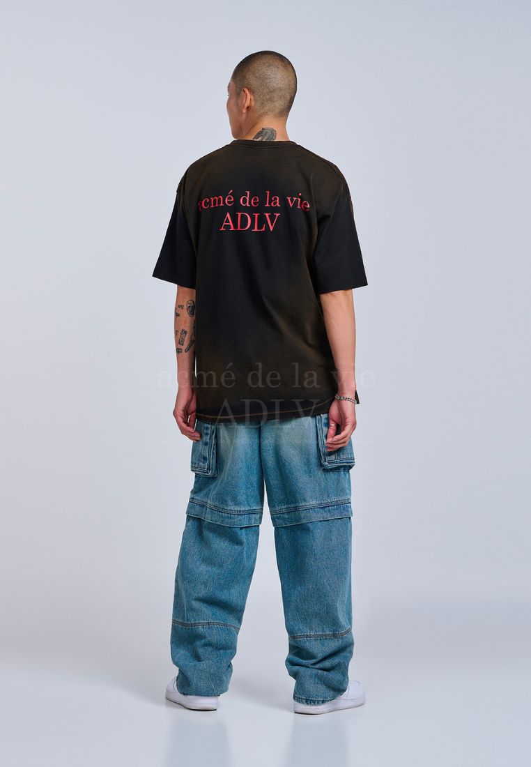 New Symbol Logo Spray Washing T-Shirt Black