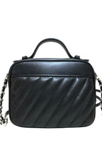Small Rose Top Handle Leather Satchel Black