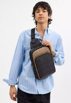 Ethan Pack In Blocked Signature Canvas Tan Charcoal Black