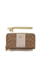 Boxed Long Zip Around Wallet In Signature Canvas Gold Tan Light Champagne