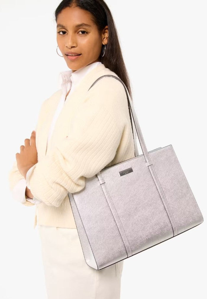 Kenzie Metallic Large Tote Lunar Light