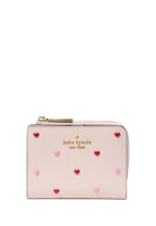 Boxed Madison Heart Studs Small L-Zip Wallet Powdered Sugar