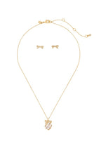 Pave Present Pendant and Studs Boxed Set Clear Gold