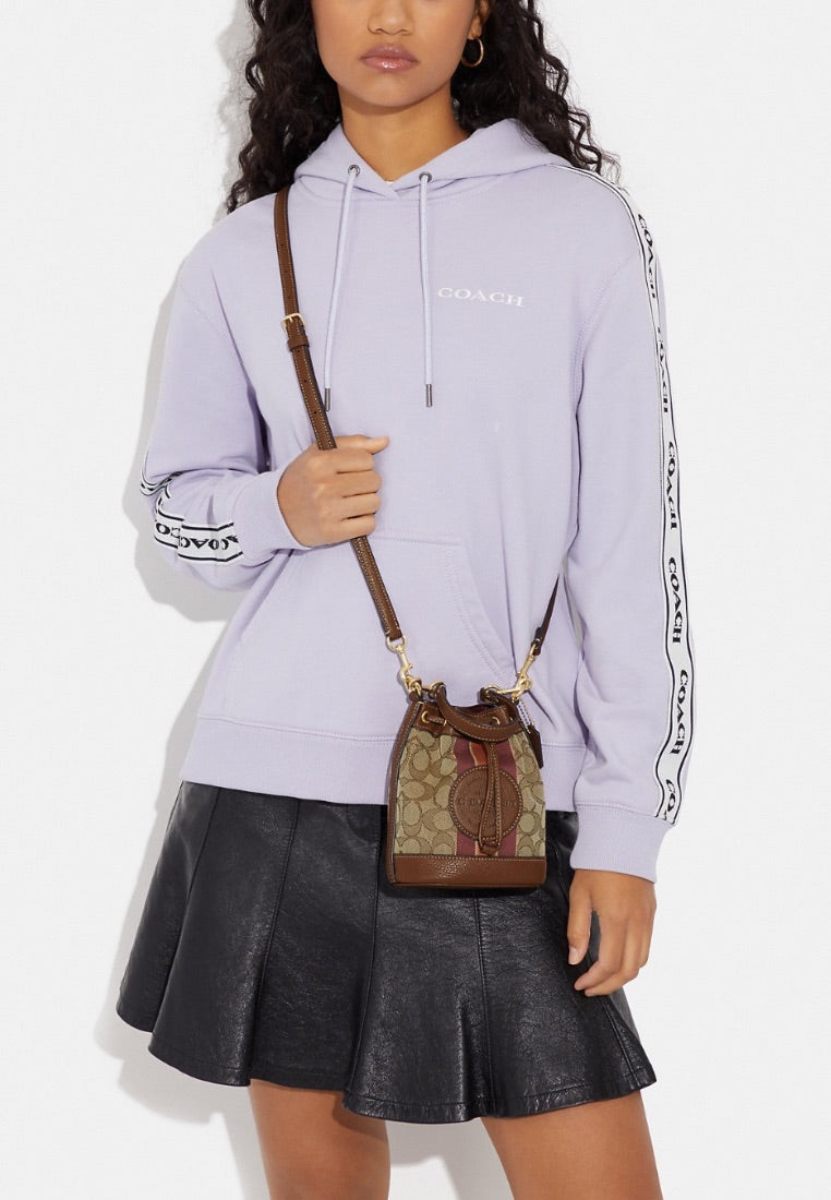 Mini Dempsey Bucket Bag In Signature Jacquard With Stripe And Coach Patch Saddle Multi