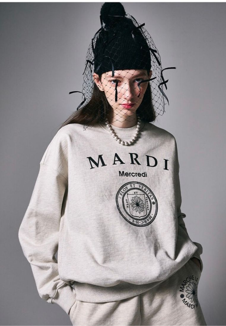 Sweatshirt Univ Oatmeal Black