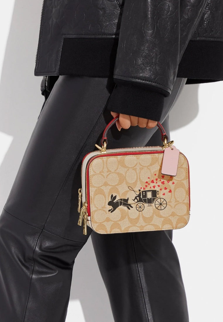 Lunar New Year Box Crossbody In Signature Canvas With Rabbit And Carriage