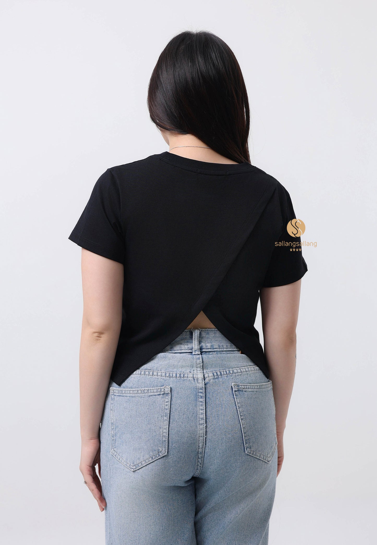 Celeb Double-Slit Crop T-shirt F Ria