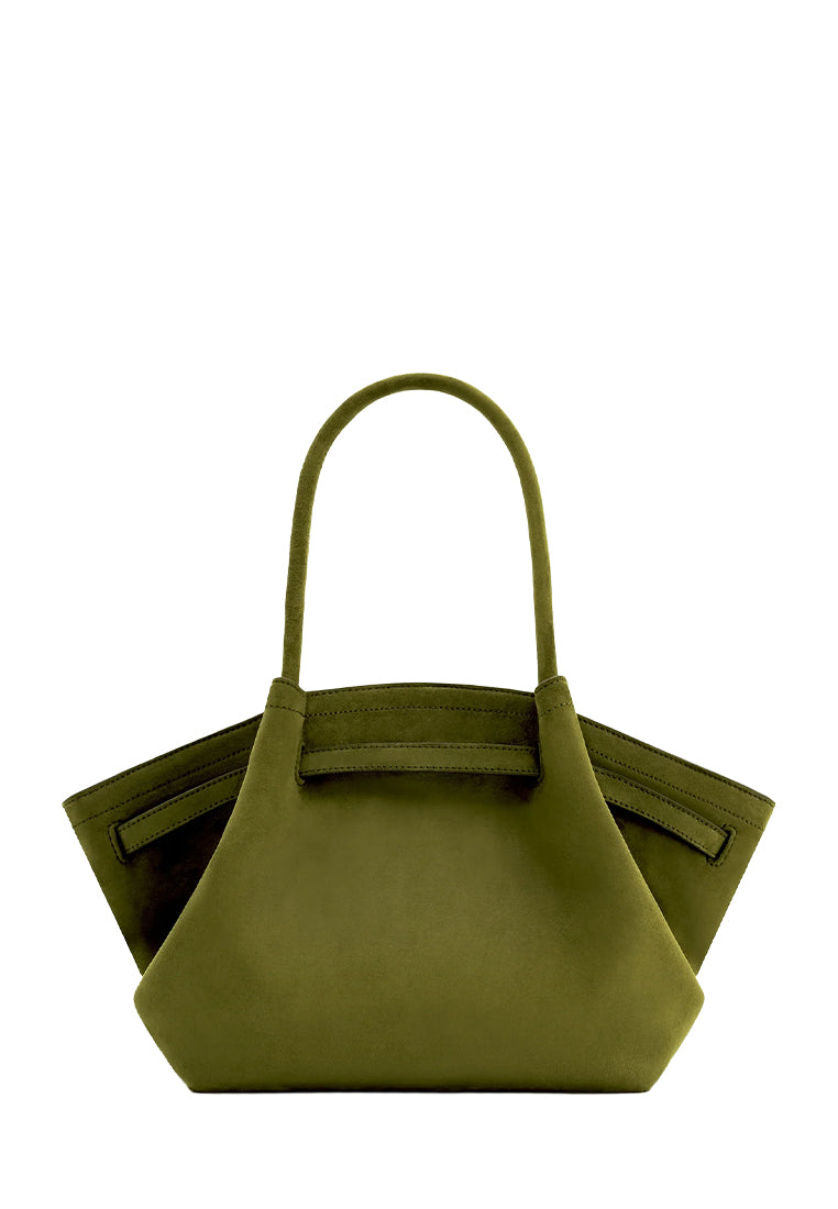 Hana Medium Faux Suede Tote Bag - Dark Olive