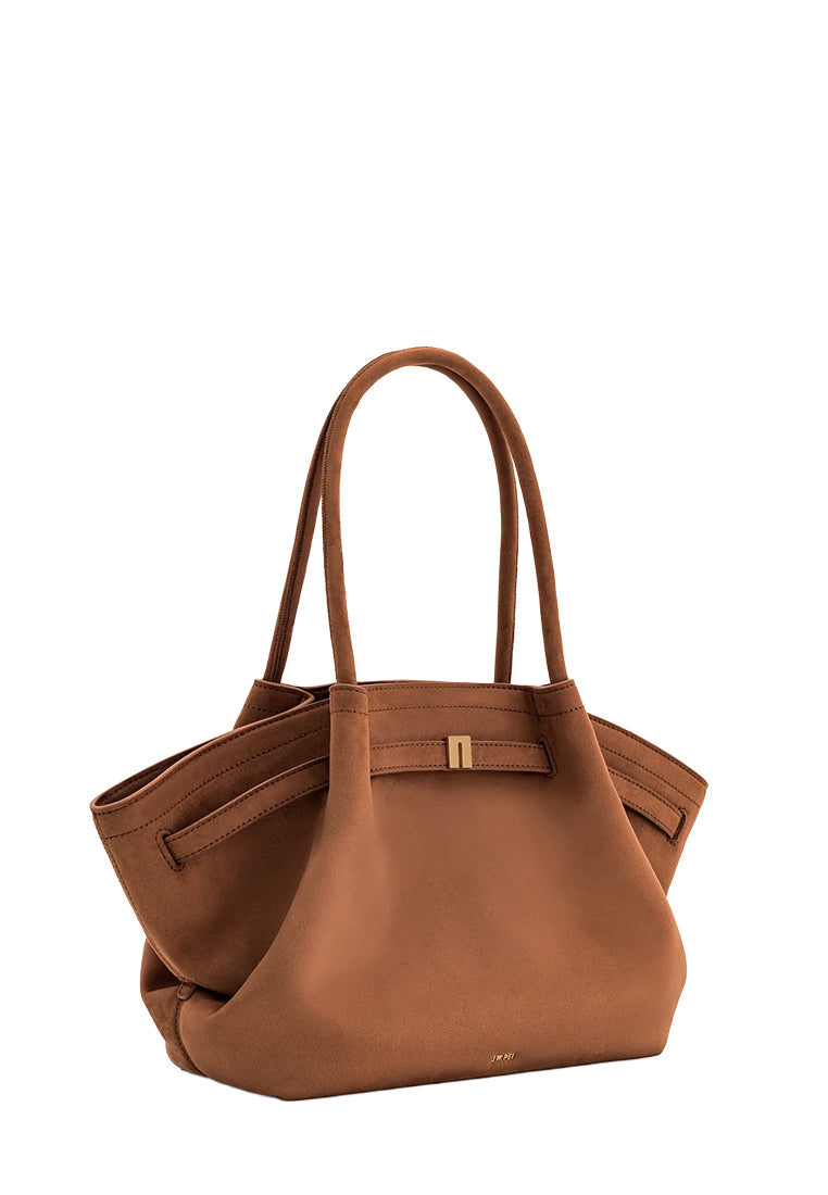 Hana Medium Faux Suede Tote Bag - Brown