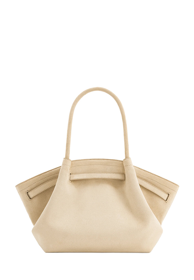 Hana Medium Faux Suede Tote Bag - Off White