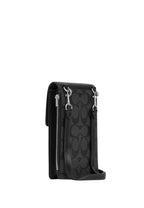 North South Phone Crossbody In Signature Canvas Graphite Black