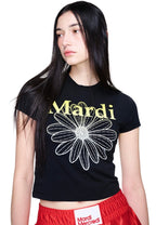 Cropped Tshirt FlowerMardi Gradation Black Yellow