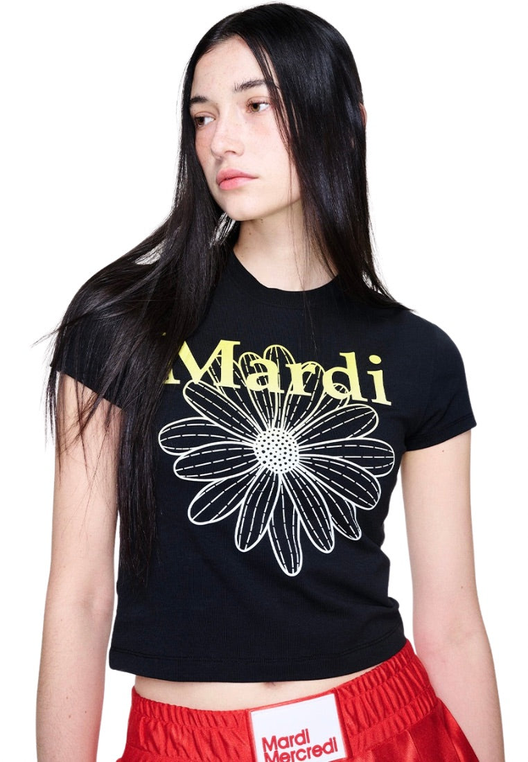 Cropped Tshirt FlowerMardi Gradation Black Yellow