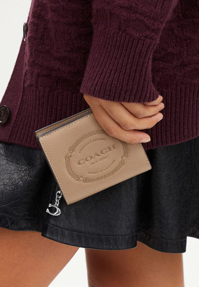 Snap Wallet With Coach Heritage Silver Taupe