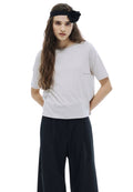 Premium Silk Blended TShirt Logo Boatneck Beige Khaki