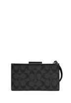 Tech Wallet In Colorblock Signature Canvas Graphite Black