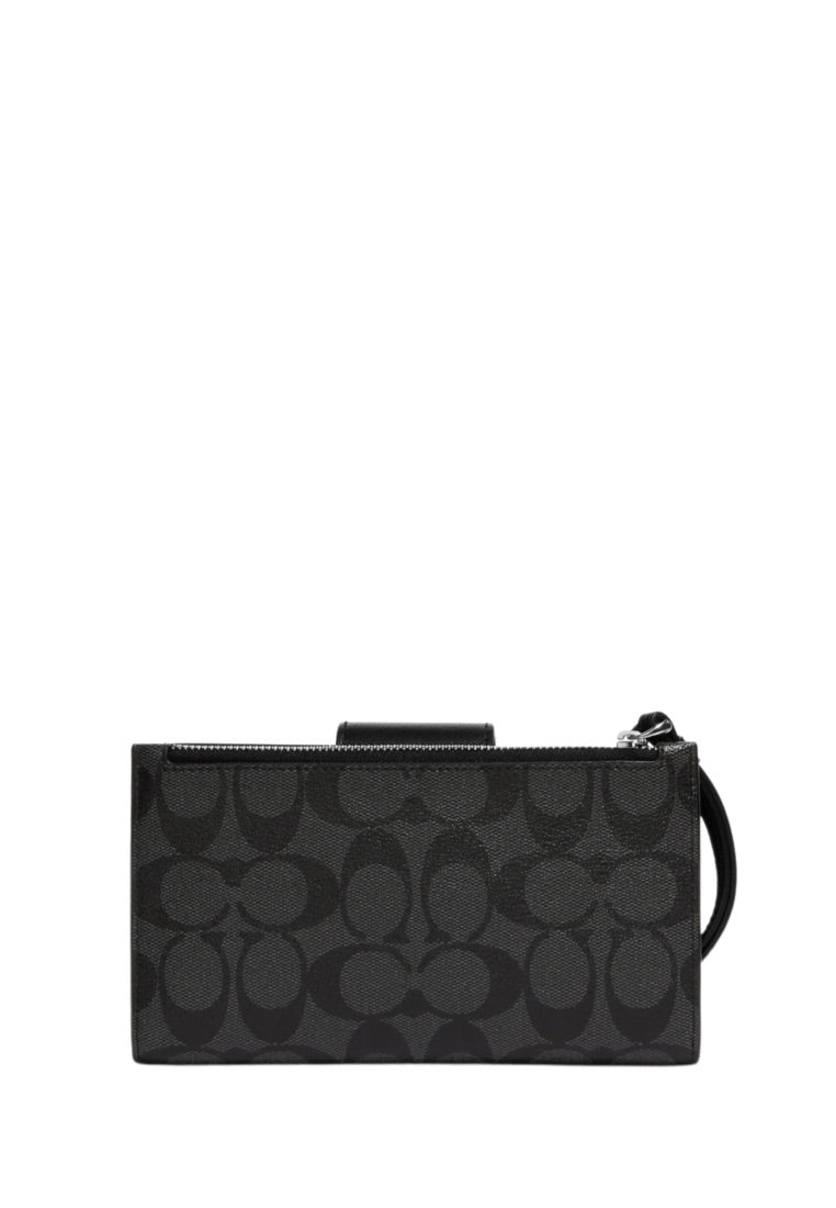 Tech Wallet In Colorblock Signature Canvas Graphite Black