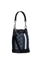 Mini Dempsey Bucket Bag In Signature Jacquard With Stripe And Coach Patch Midnight Navy