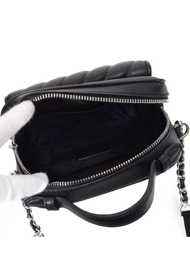 Small Rose Top Handle Leather Satchel Black