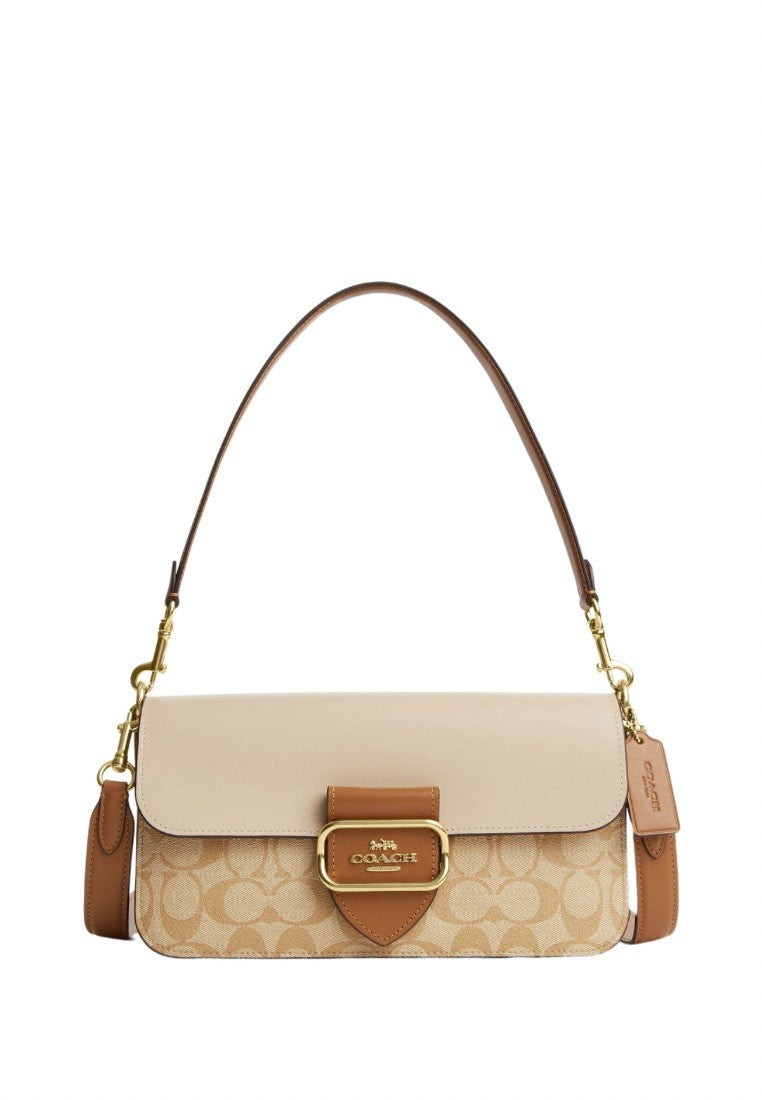 Morgan Shoulder Bag In Blocked Signature Canvas Light Khaki Multi