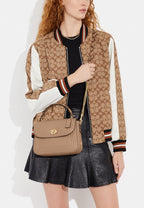 Marlie Top Handle Satchel With Border Quilting Taupe
