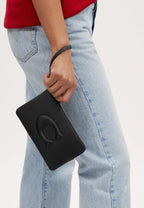 Large Corner Zip Wristlet Silver Black