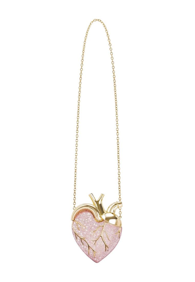 Maren Artificial Crystal Heart Shaped Bag - Pink