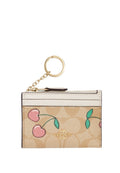 Mini Skinny Id Case In Signature Canvas With Heart Cherry Print Light Khaki Multi