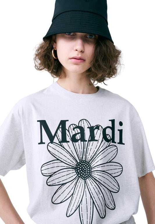 Tshirt FlowerMardi Oatmeal Black
