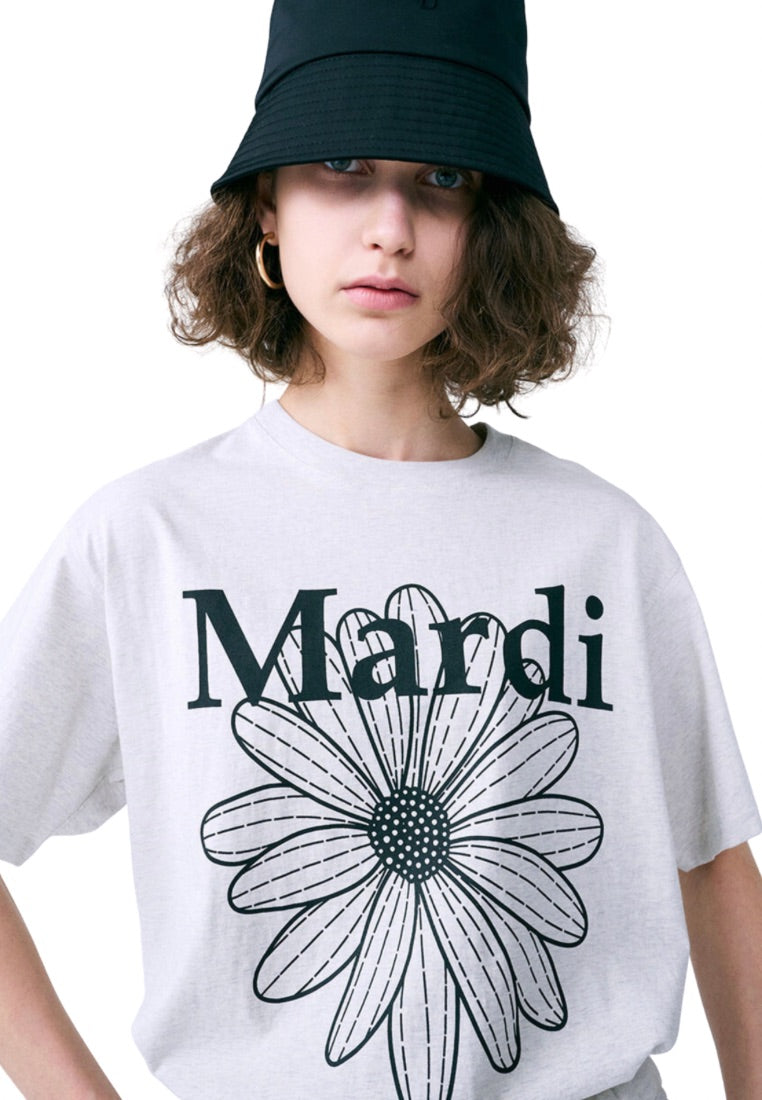 Tshirt FlowerMardi Oatmeal Black