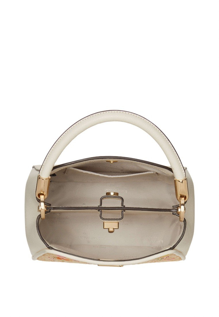 Phoebe Embroidered Straw Top Handle Satchel Meringue Multi