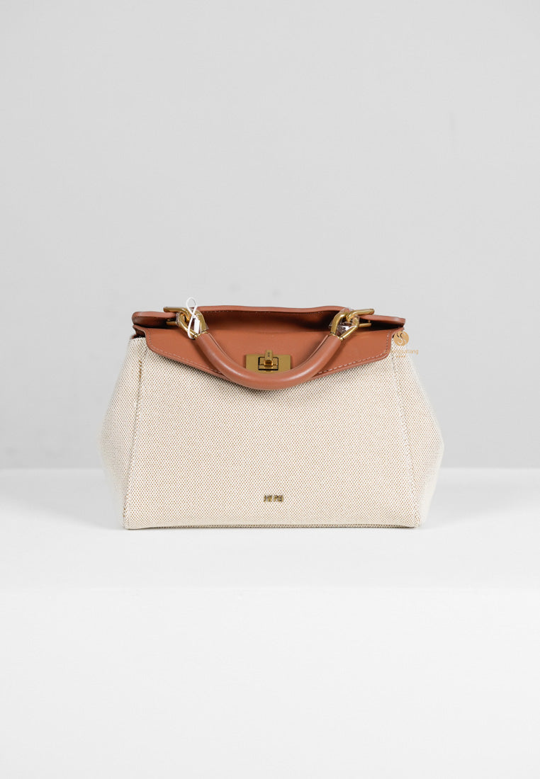 [DEFECT SALE 317] Lucia Classic Top Handbag - Brown Canvas