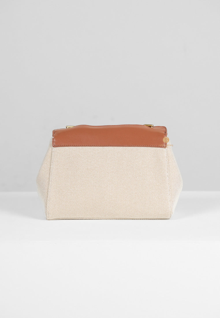 [DEFECT SALE 317] Lucia Classic Top Handbag - Brown Canvas