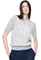 Mohair Top Puff Sleeve MRCD Grey Ivory