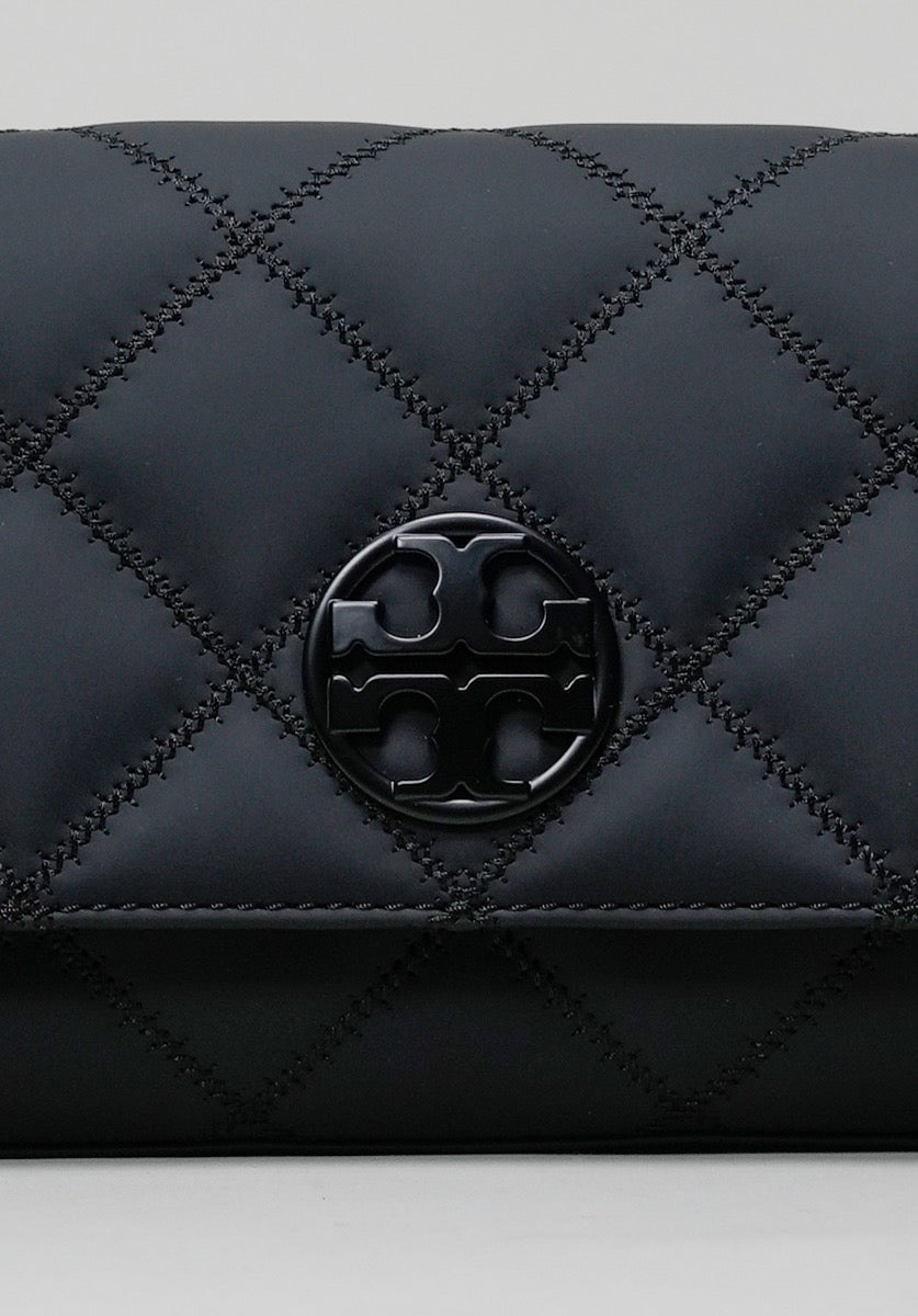 Willa Matte Flap Shoulder Clutch Black