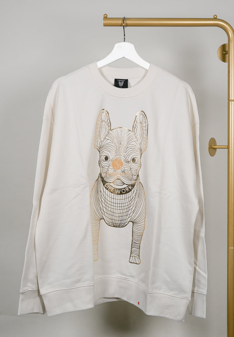 [DEFECT SALE 58] Gold Big Radog Sweatshirt White L