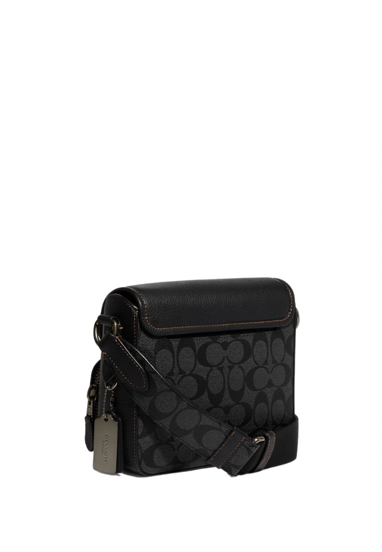 Sullivan Flap Crossbody In Blocked Signature Canvas Khaki Charcoal