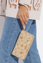 Long Zip Around Wallet In Signature Canvas With Nostalgic Ditsy Print