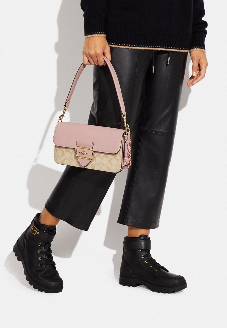 Morgan Shoulder Bag In Signature Canvas Powder Pink Multi
