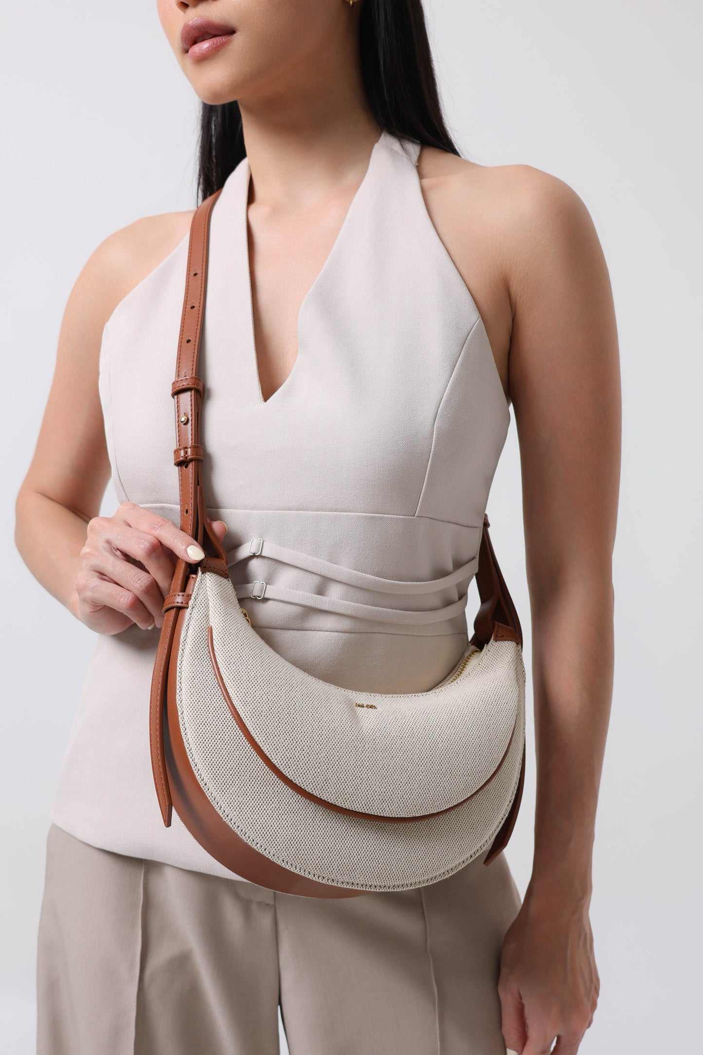 Sharon Crossbody Bag - Brown Canvas