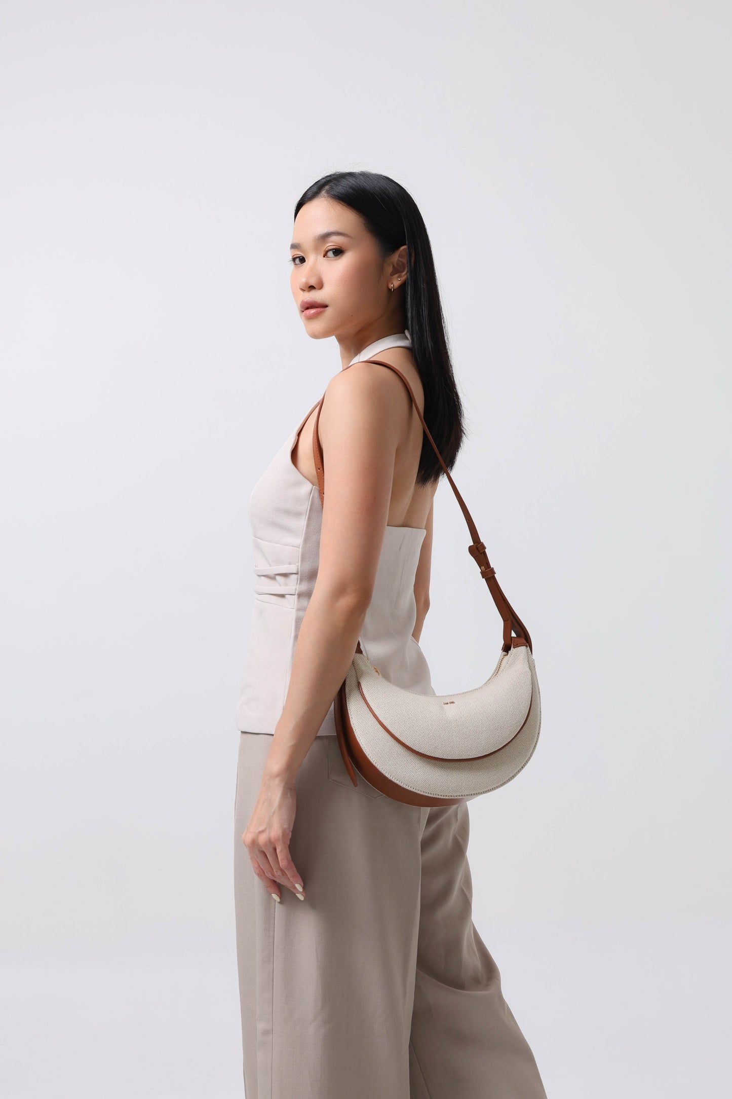 Sharon Crossbody Bag - Brown Canvas