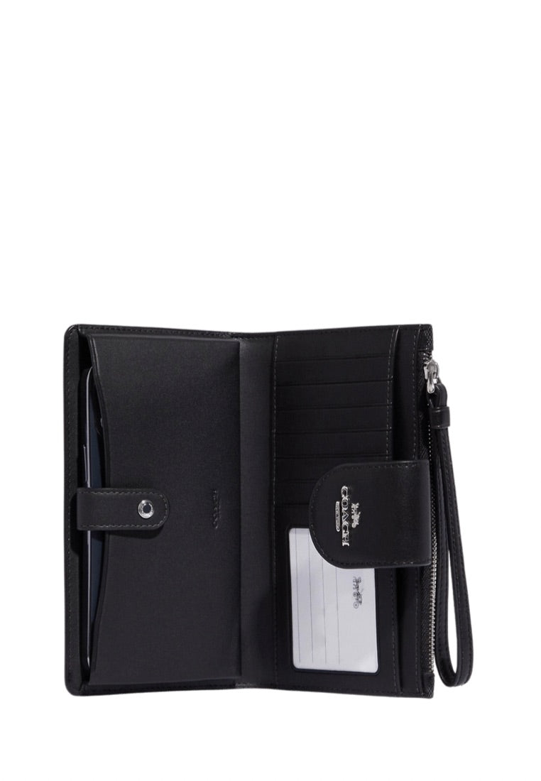Tech Wallet In Colorblock Signature Canvas Graphite Black