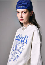 Sweatshirt Flower Mardi White Vivid Blue