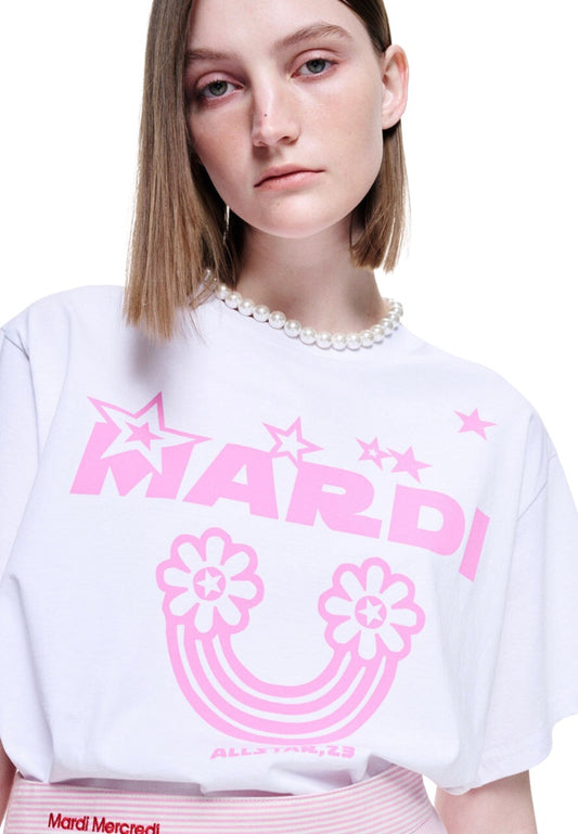 Tshirt Rainbow White Pink