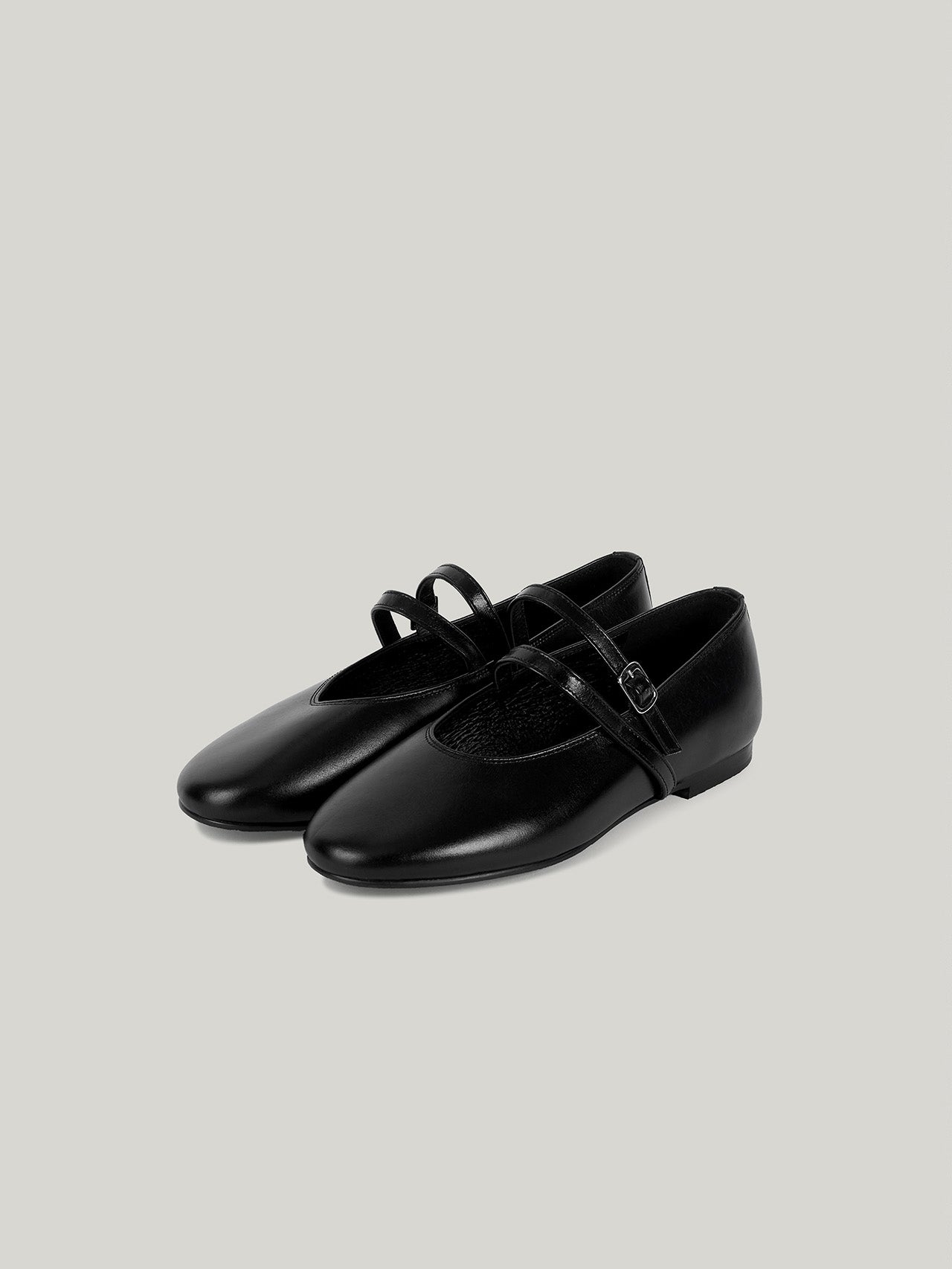 Atelier de LUMEN DOUBLE STRAP FLATS soft black