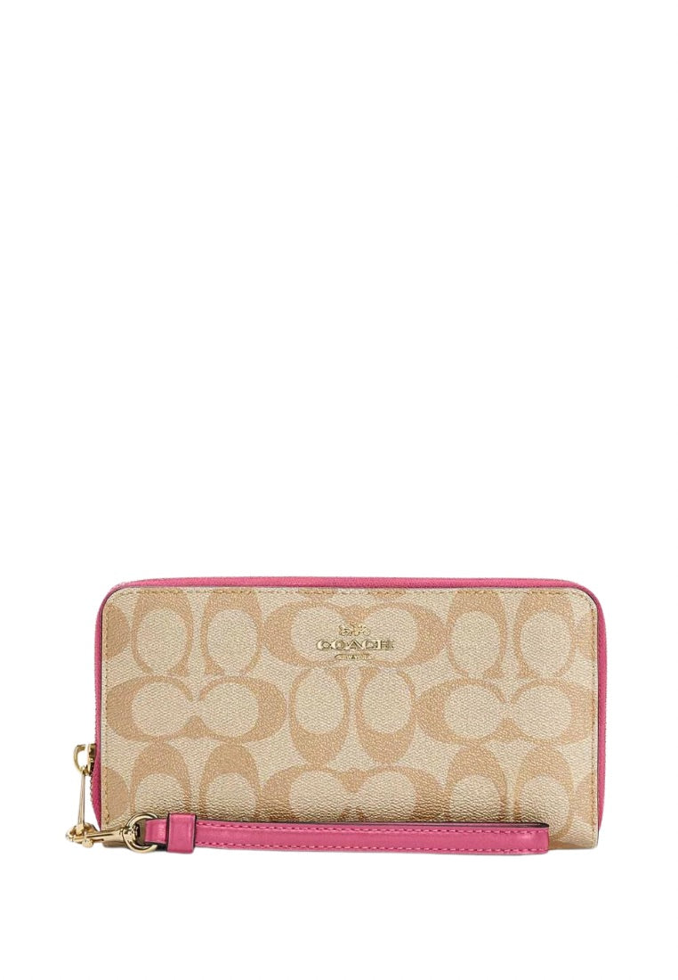 Long Zip Around Wallet In Signature Canvas Petunia