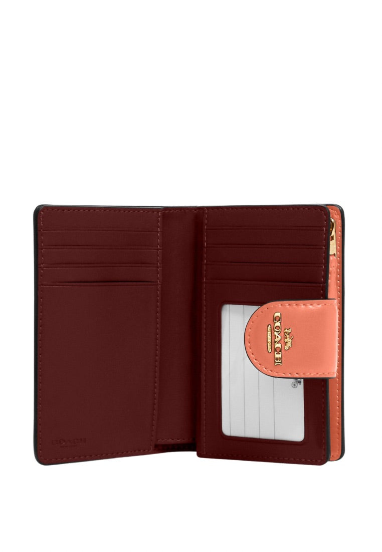 Medium Corner Zip Wallet In Signature Canvas Light Coral