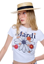 Cropped Tshirt FlowerMardi Blossom White Navy