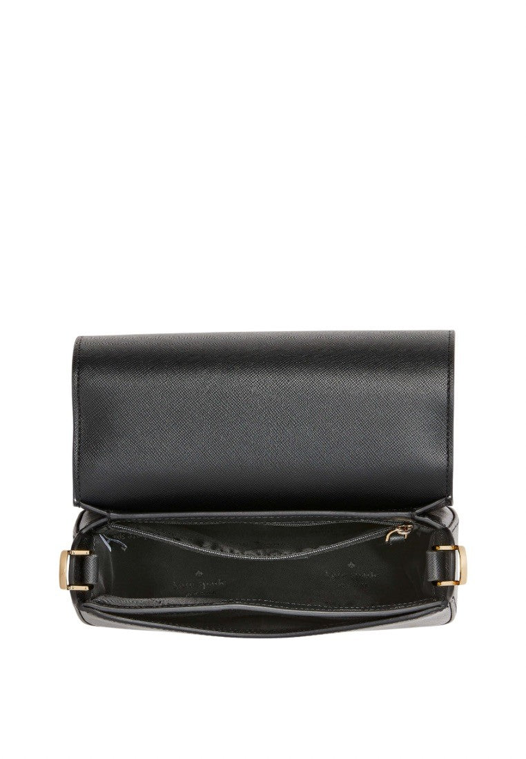 Madison Saffiano Leather Saddle Bag Black