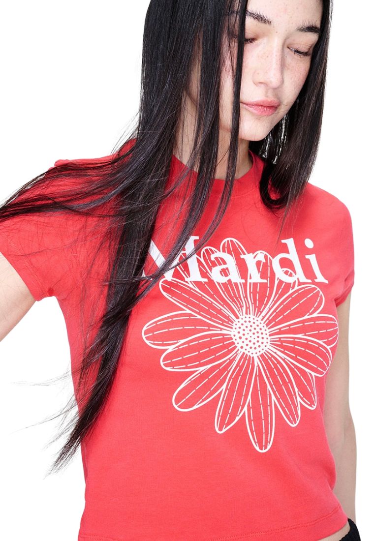 Cropped Tshirt FlowerMardi Red White